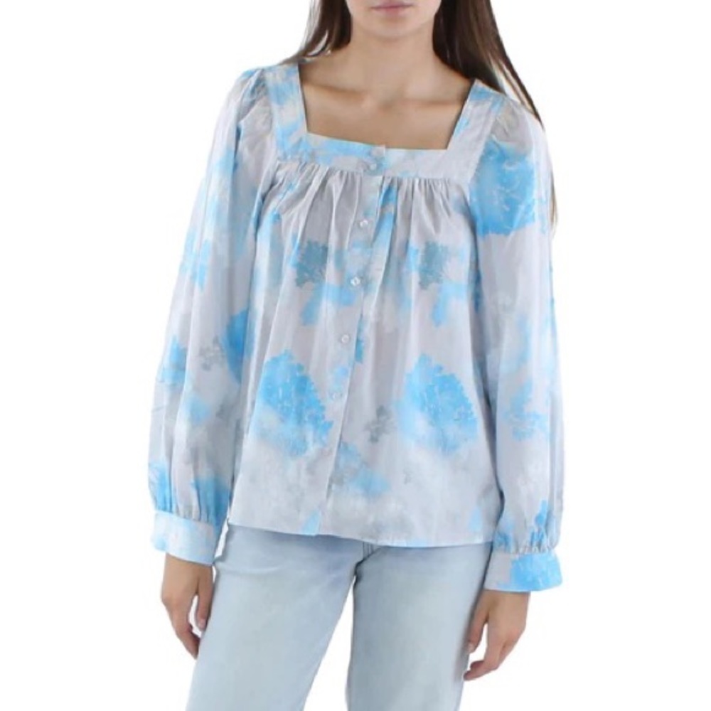 Calvin Klein square neck floral blouse